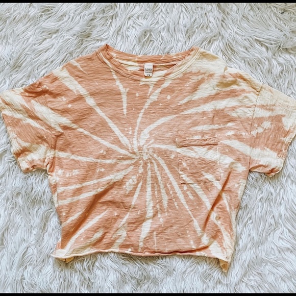 Peach / yellow tie dye crop tee sheisbtq - Picture 1 of 4
